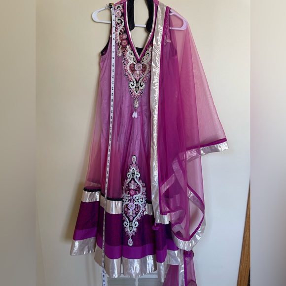 Indian Salwar Suit with Churidaar Style Pants, Pink - Picture 1 of 4